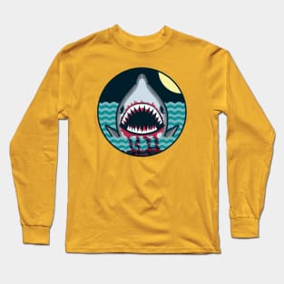 Dark night at the sea - wild shark appear Long Sleeve T-Shirt